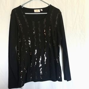 Black, sequined long sleeve, M